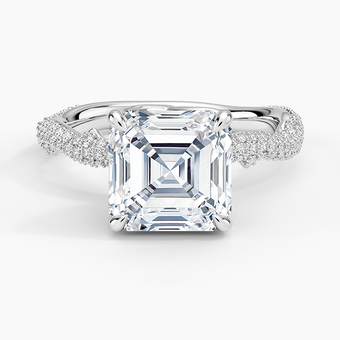3.75 Karat Asscher Kesim Hidden Halo Tasarım Tektaş Laboratuvar Pırlanta Yüzük - Sorrento