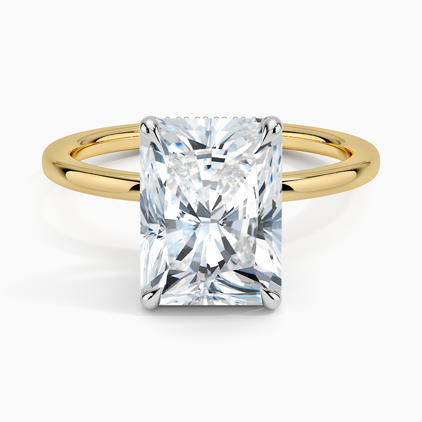 3.10 Karat Radiant Kesim Hidden Halo Tasarım Tektaş Laboratuvar Pırlanta Yüzük 18K - Elora - Bold Diamonds