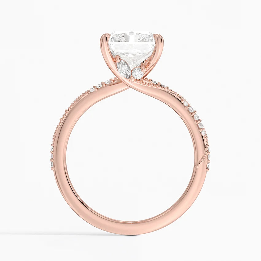 3.25 Karat Radiant Kesim Hidden Halo Tasarım Tektaş Laboratuvar Pırlanta Yüzük 18K - Melora
