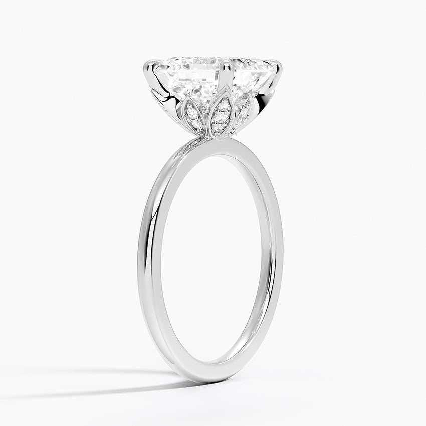 3.15 Asscher Kesim Hidden Halo Tasarım Tektaş Laboratuvar Pırlanta Yüzük 18K - Delora