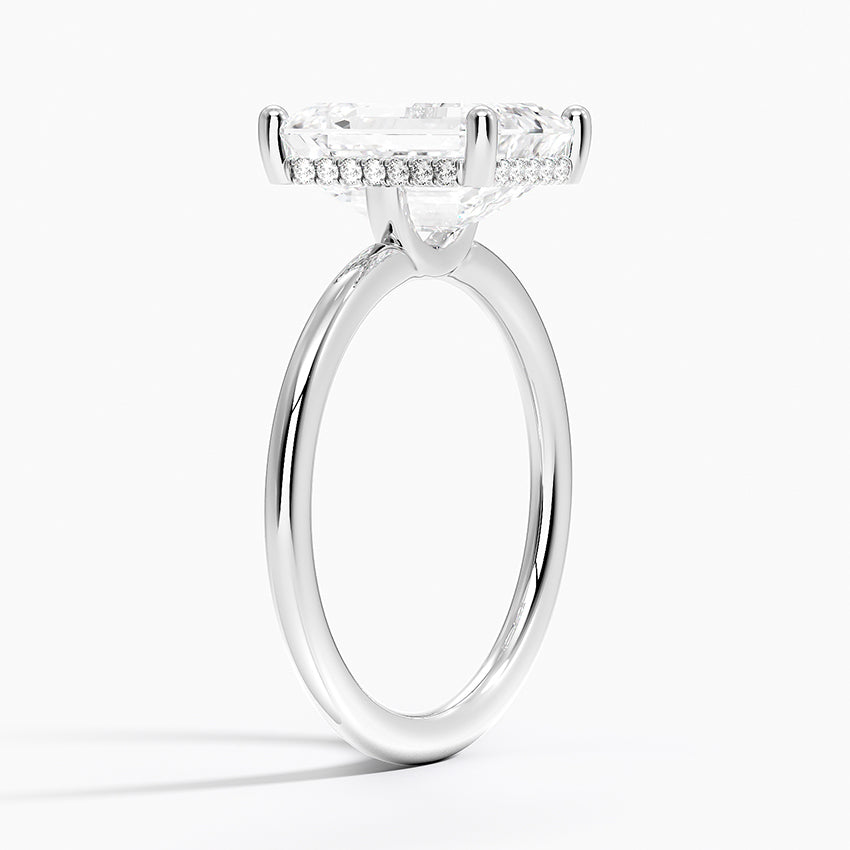 3.10 Karat Emerald Kesim Hidden Halo Tasarım Tektaş Laboratuvar Pırlanta Yüzük - Lucerne