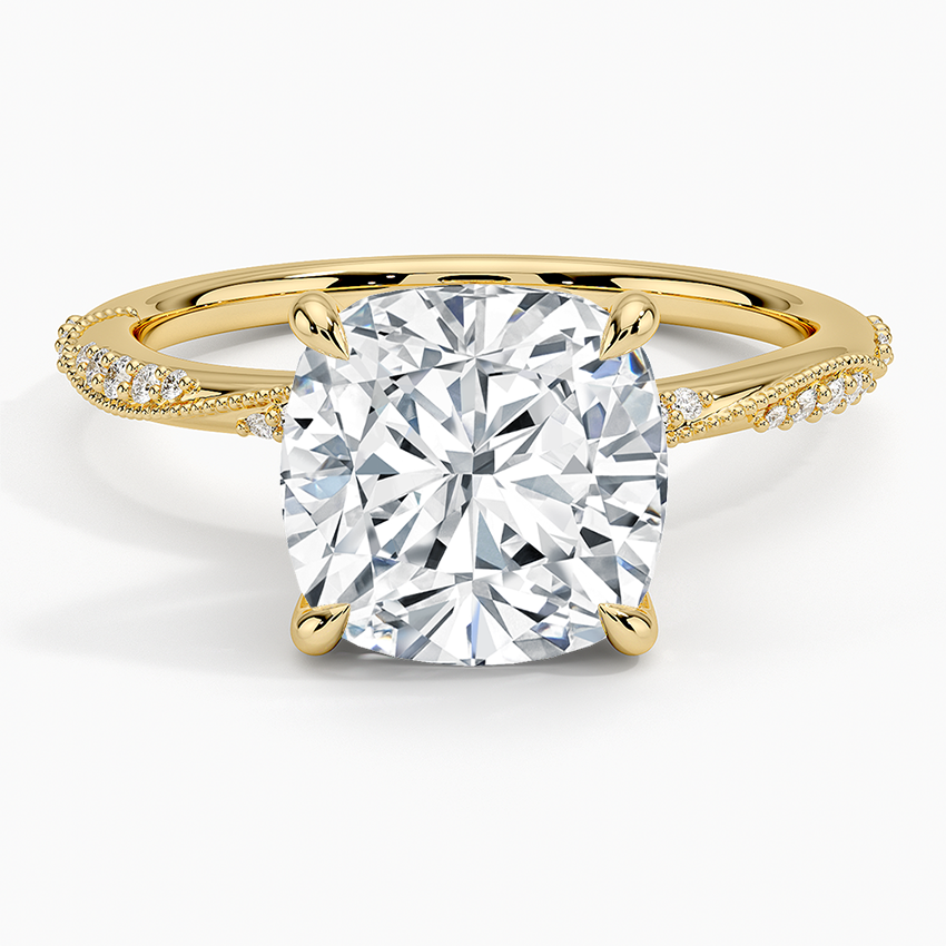 3.25 Karat Cushion Kesim Hidden Halo Tasarım Tektaş Laboratuvar Pırlanta Yüzük 18K - Melora - Bold Diamonds