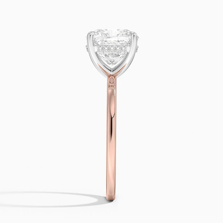 3.10 Karat Cushion Kesim Hidden Halo Tasarım Tektaş Laboratuvar Pırlanta Yüzük 18K - Elora - Bold Diamonds