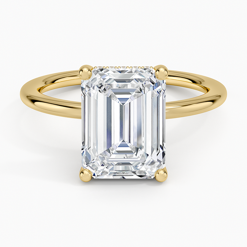 3.10 Karat Emerald Kesim Hidden Halo Tasarım Tektaş Laboratuvar Pırlanta Yüzük - Lucerne