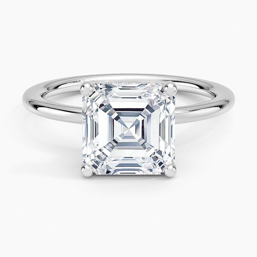 3.10 Karat Asscher Kesim Hidden Halo Tasarım Tektaş Laboratuvar Pırlanta Yüzük - Lucerne