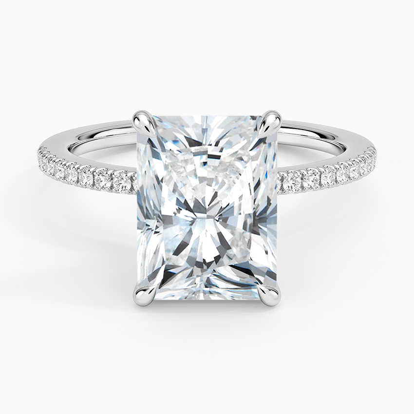 3.25 Karat Radiant Kesim Hidden Halo Tasarım Tektaş Laboratuvar Pırlanta Yüzük - Filora - Bold Diamonds