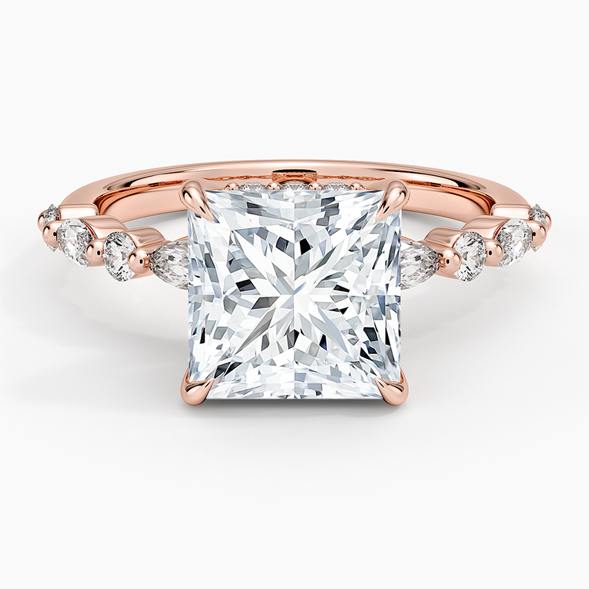 1.60 Carat Princess Halo Design Solitaire Lab Diamond Ring 18K - Florina