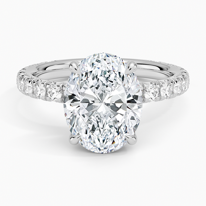3.75 Karat Oval Kesim Hidden Halo Tasarım Tektaş Laboratuvar Pırlanta Yüzük 18K - Selora - Bold Diamonds
