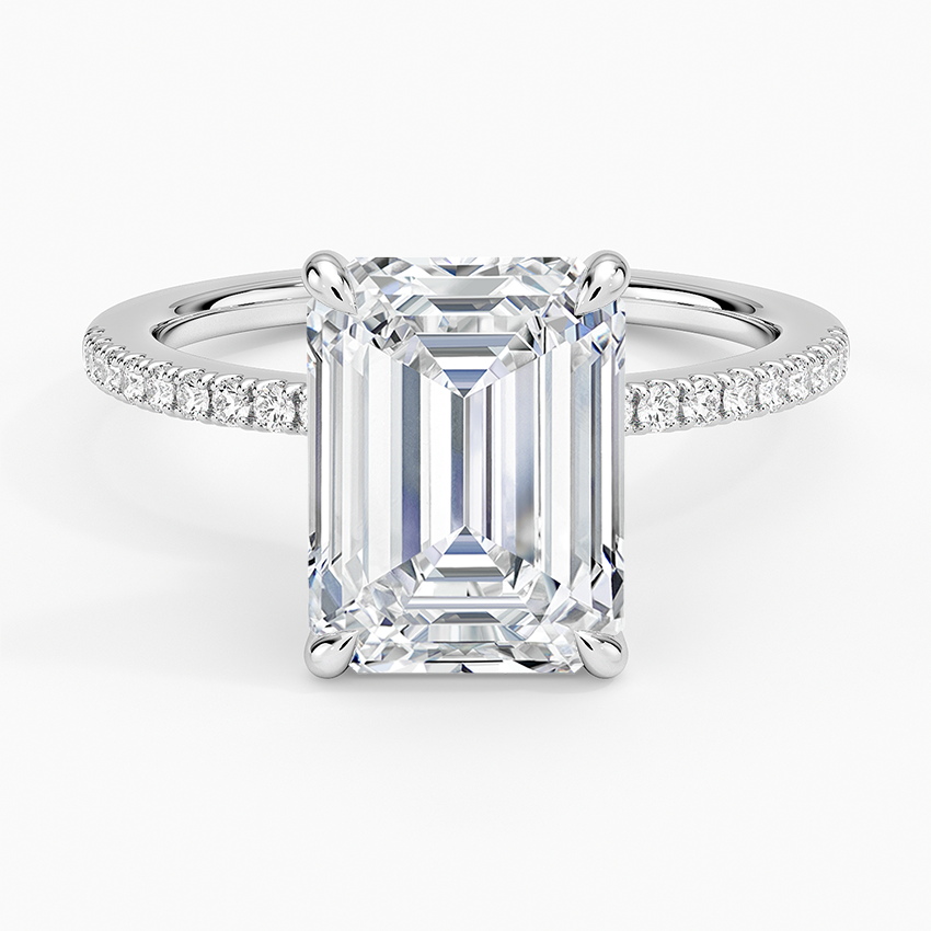 3.25 Karat Emerald Kesim Hidden Halo Tasarım Tektaş Laboratuvar Pırlanta Yüzük - Filora - Bold Diamonds