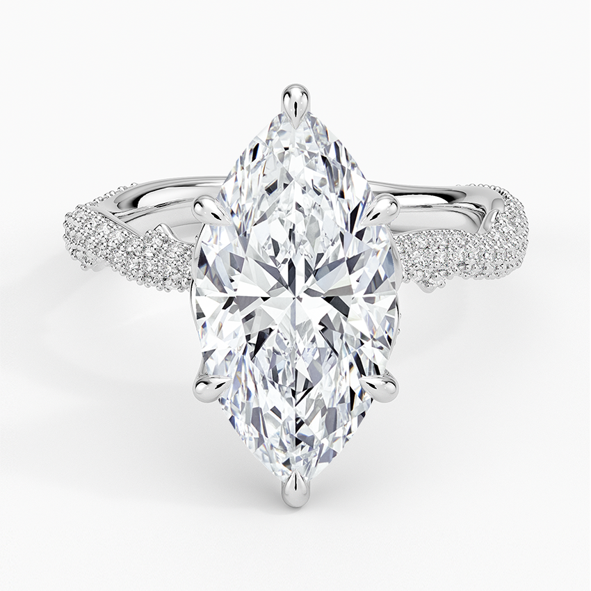 3.75 Karat Marquise Kesim Hidden Halo Tasarım Tektaş Laboratuvar Pırlanta Yüzük - Sorrento
