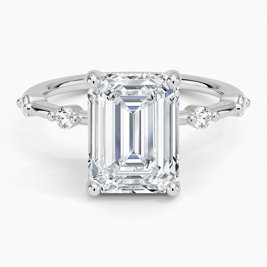 3.20 Karat Emerald Kesim Hidden Halo Tasarım Tektaş Laboratuvar Pırlanta Yüzük - Nice