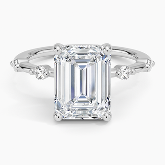 3.20 Karat Emerald Kesim Hidden Halo Tasarım Tektaş Laboratuvar Pırlanta Yüzük - Nice