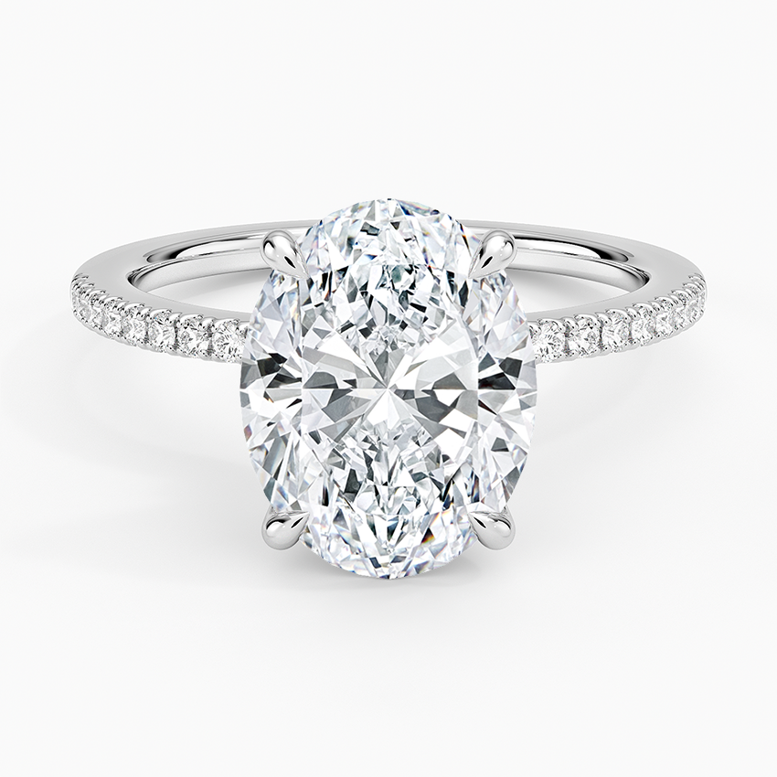 4.25 Karat Oval Kesim Hidden Halo Tasarım Tektaş Laboratuvar Pırlanta Yüzük - Filora - Bold Diamonds