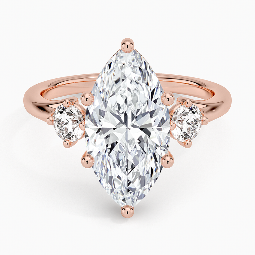 3.50 Karat Marquise Kesim Hidden Halo Tasarım Tektaş Laboratuvar Pırlanta Yüzük - Madrid