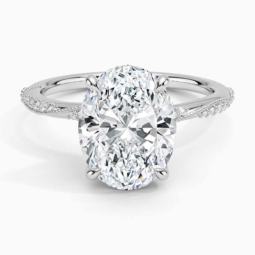 3.25 Karat Oval Kesim Hidden Halo Tasarım Tektaş Laboratuvar Pırlanta Yüzük 18K - Melora - Bold Diamonds