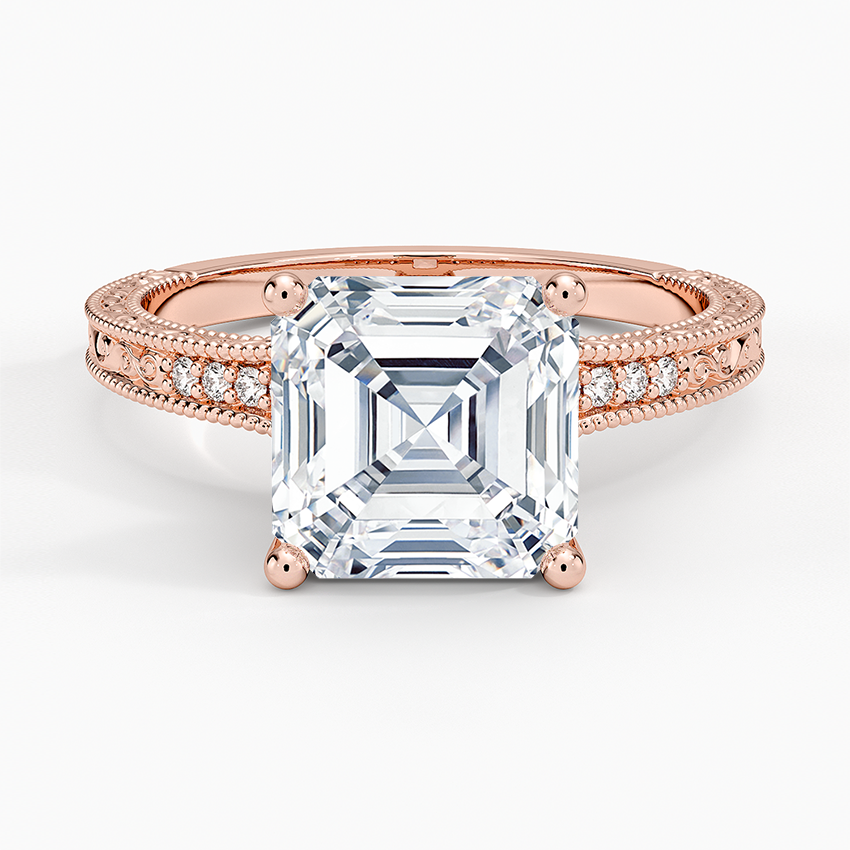 3.15 Asscher Kesim Hidden Halo Tasarım Tektaş Laboratuvar Pırlanta Yüzük 18K - Silora