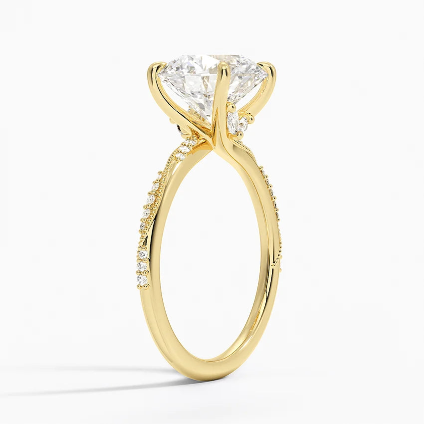 3.25 Karat Hidden Halo Tasarım Tektaş Laboratuvar Pırlanta Yüzük 18K - Melora - Bold Diamonds