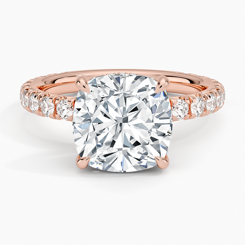 3.75 Karat Cushion Kesim Hidden Halo Tasarım Tektaş Laboratuvar Pırlanta Yüzük 18K - Selora - Bold Diamonds
