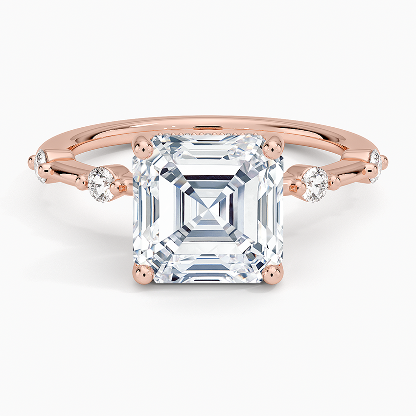 3.20 Karat Asscher Kesim Hidden Halo Tasarım Tektaş Laboratuvar Pırlanta Yüzük - Nice