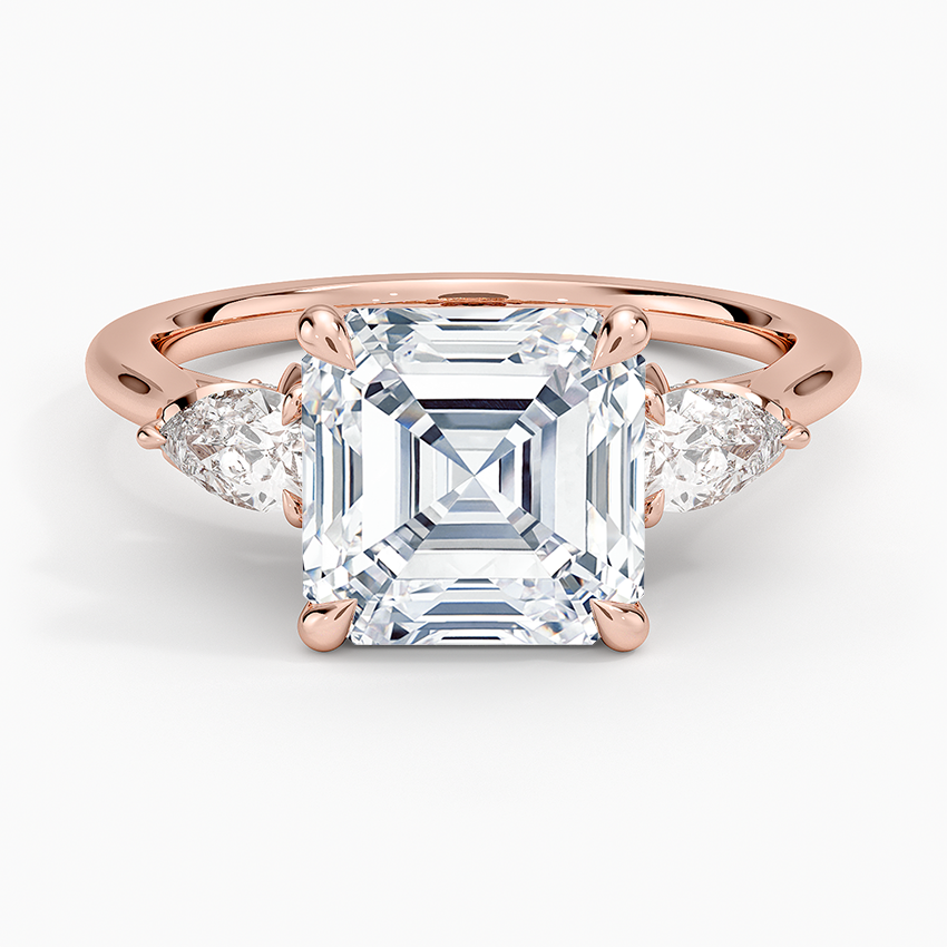 3.75 Karat Asscher Kesim Hidden Halo Tasarım Tektaş Laboratuvar Pırlanta Yüzük 18K - Calora