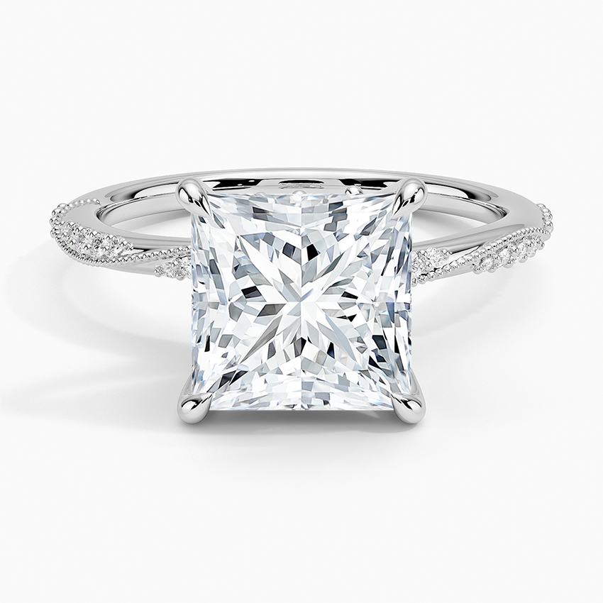 3.25 Karat Prenses Kesim Hidden Halo Tasarım Tektaş Laboratuvar Pırlanta Yüzük 18K - Melora - Bold Diamonds