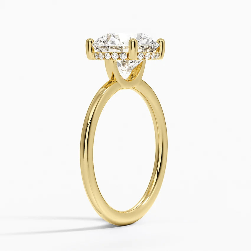 3.10 Karat Hidden Halo Tasarım Tektaş Laboratuvar Pırlanta Yüzük - Lucerne