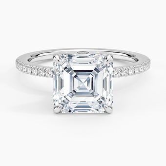 3.25 Karat Asscher Kesim Hidden Halo Tasarım Tektaş Laboratuvar Pırlanta Yüzük - Dublin