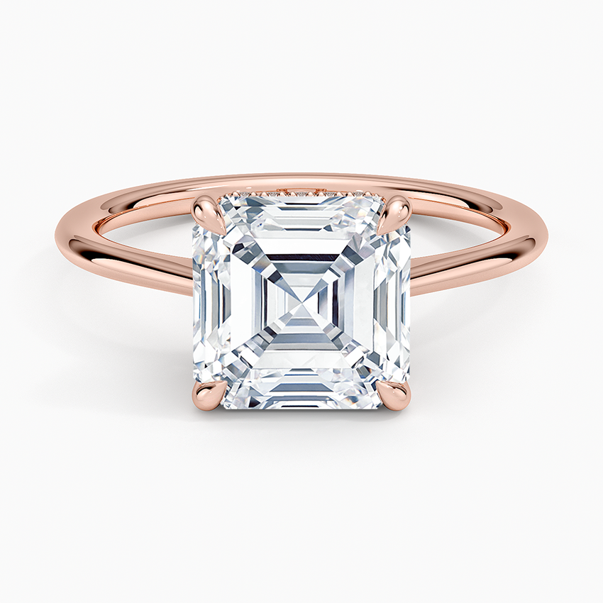 3.10 Karat Asscher Kesim Hidden Halo Tasarım Tektaş Laboratuvar Pırlanta Yüzük - Monaco