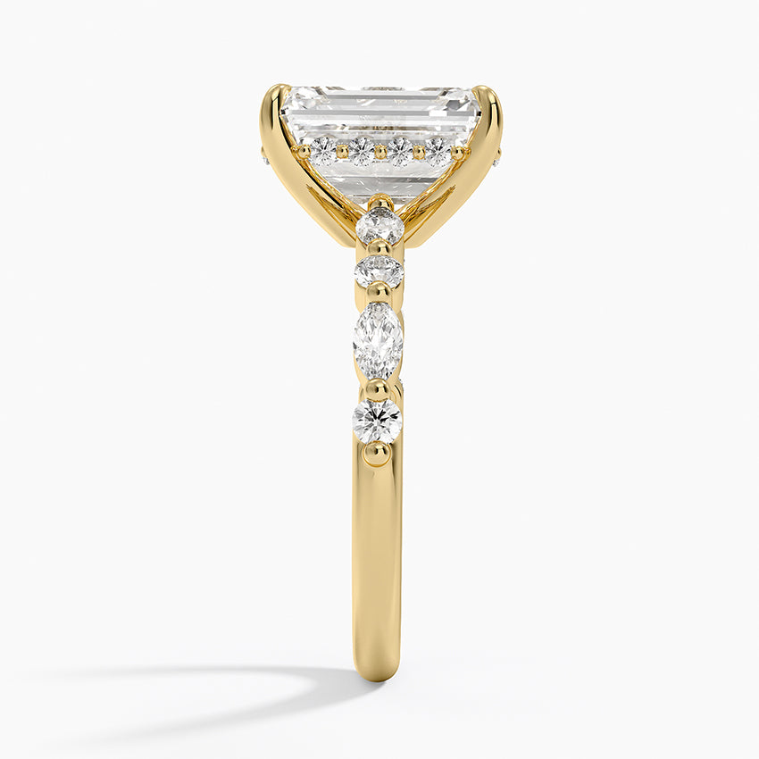3.50 Karat Emerald Kesim Hidden Halo Tasarım Tektaş Laboratuvar Pırlanta Yüzük - Verona
