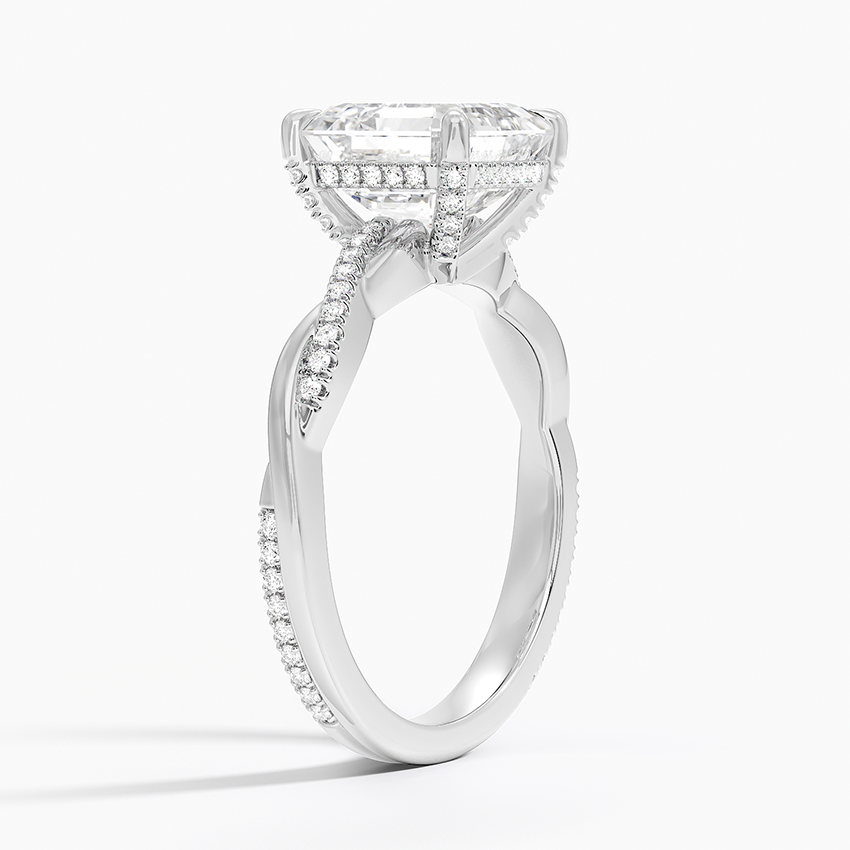 3.25 Karat Asscher Kesim Hidden Halo Tasarım Tektaş Laboratuvar Pırlanta Yüzük - Riga