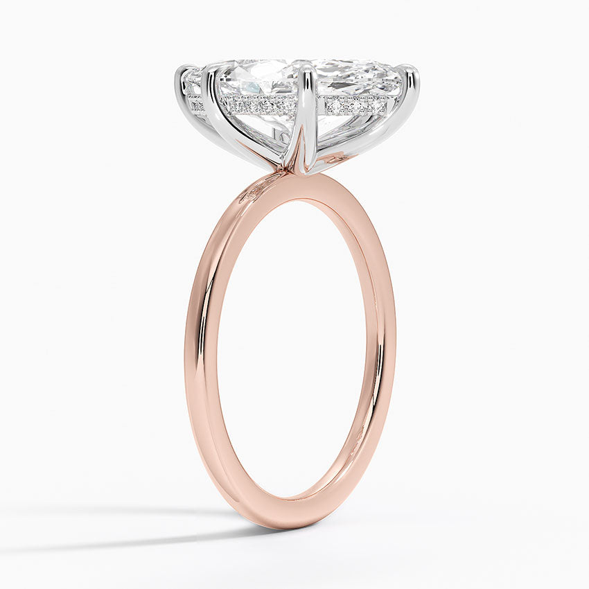 3.10 Karat Marquise Kesim Hidden Halo Tasarım Tektaş Laboratuvar Pırlanta Yüzük 18K - Elora - Bold Diamonds