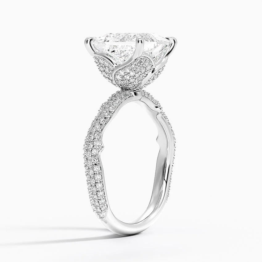 3.75 Karat Prenses Kesim Hidden Halo Tasarım Tektaş Laboratuvar Pırlanta Yüzük - Sorrento