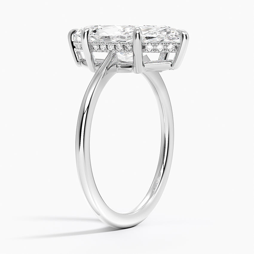 3.10 Marquise Kesim Hidden Halo Tasarım Tektaş Laboratuvar Pırlanta Yüzük - Tilora