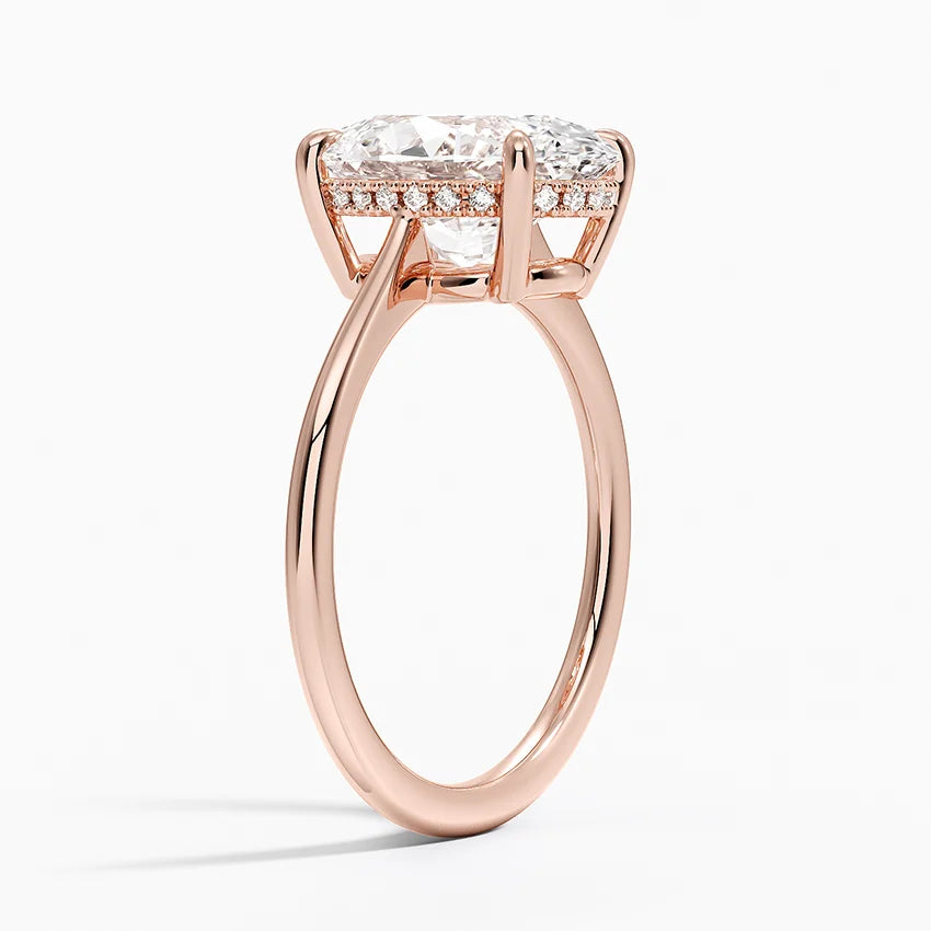 3.10 Karat Oval Kesim Hidden Halo Tasarım Tektaş Laboratuvar Pırlanta Yüzük - Monaco