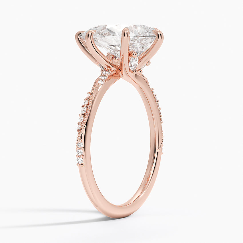 3.25 Karat Damla Kesim Hidden Halo Tasarım Tektaş Laboratuvar Pırlanta Yüzük 18K - Melora - Bold Diamonds