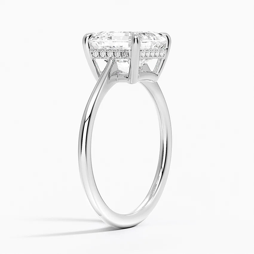 3.10 Karat Asscher Kesim Hidden Halo Tasarım Tektaş Laboratuvar Pırlanta Yüzük - Monaco