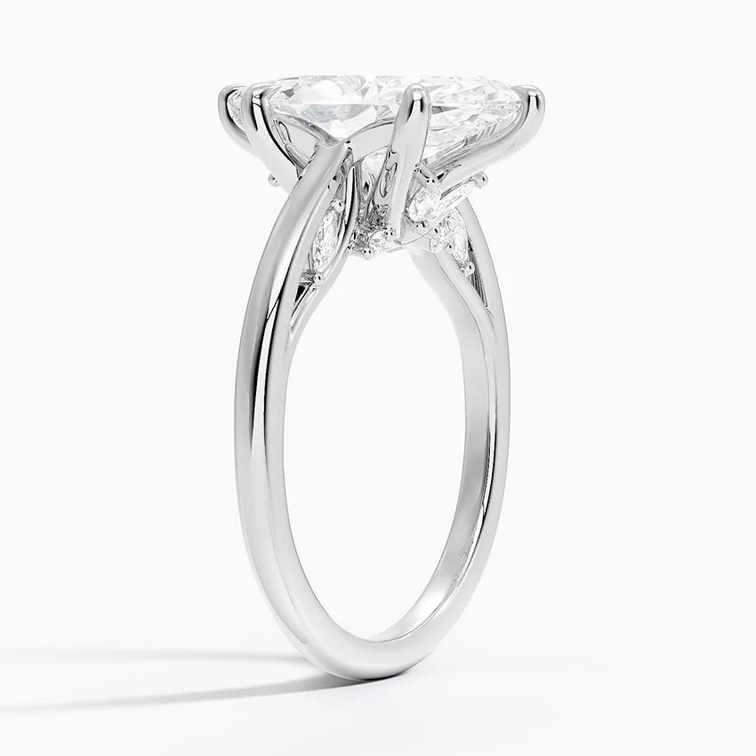3.30 Karat Marquise Kesim Hidden Halo Tasarım Tektaş Laboratuvar Pırlanta Yüzük - Salzburg