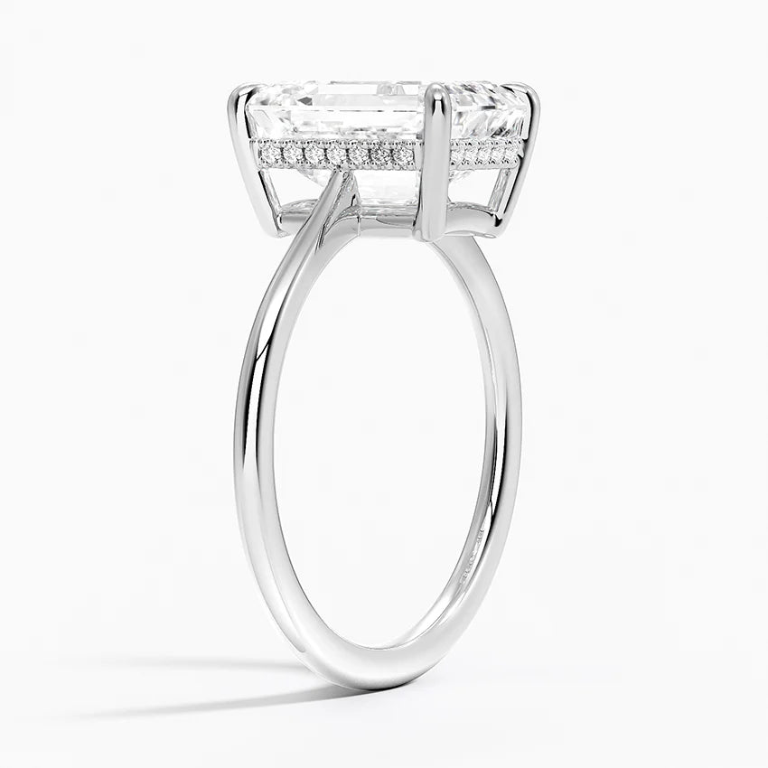 3.10 Karat Emerald Kesim Hidden Halo Tasarım Tektaş Laboratuvar Pırlanta Yüzük - Monaco