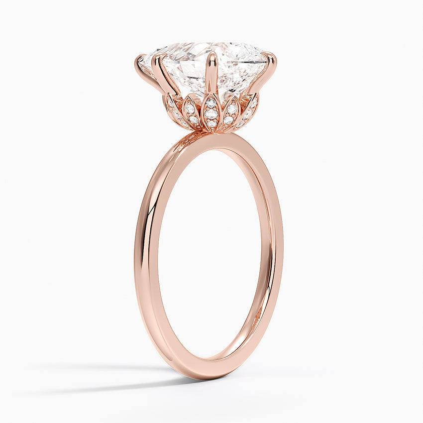 Altı Tırnak 3.15 Karat Damla Kesim Hidden Halo Tasarım Tektaş Laboratuvar Pırlanta Yüzük - Delora - Bold Diamonds