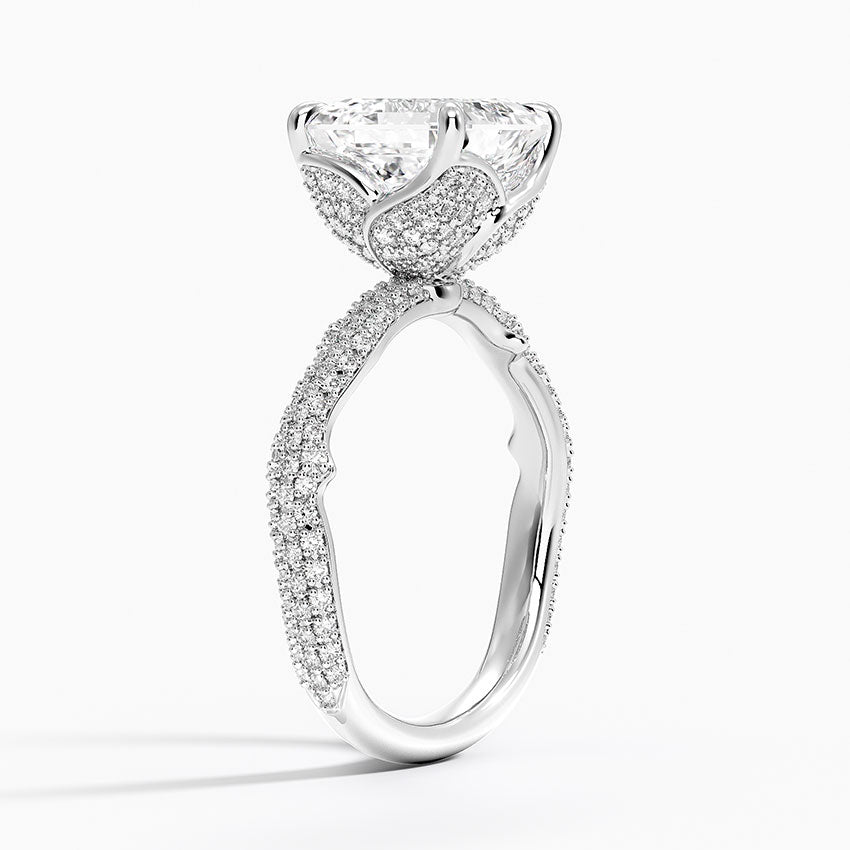 3.75 Karat Asscher Kesim Hidden Halo Tasarım Tektaş Laboratuvar Pırlanta Yüzük - Sorrento