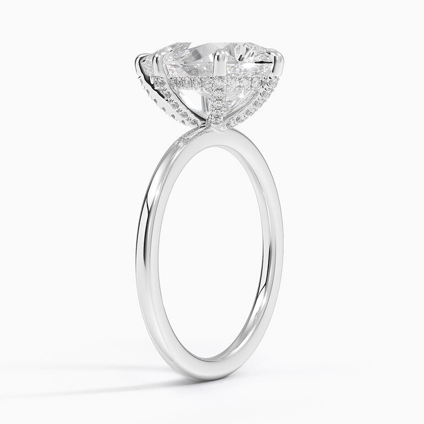 3.15 Karat Damla Kesim Hidden Halo Tasarım Tektaş Laboratuvar Pırlanta Yüzük - Gilora - Bold Diamonds