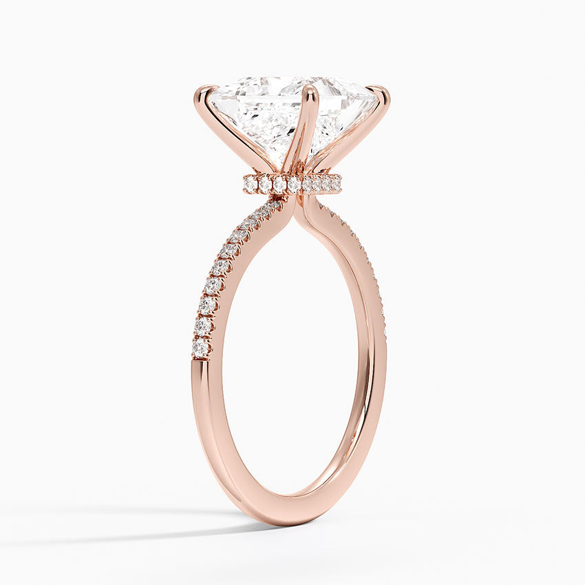 3.25 Karat Prenses Kesim Hidden Halo Tasarım Tektaş Laboratuvar Pırlanta Yüzük - Filora - Bold Diamonds