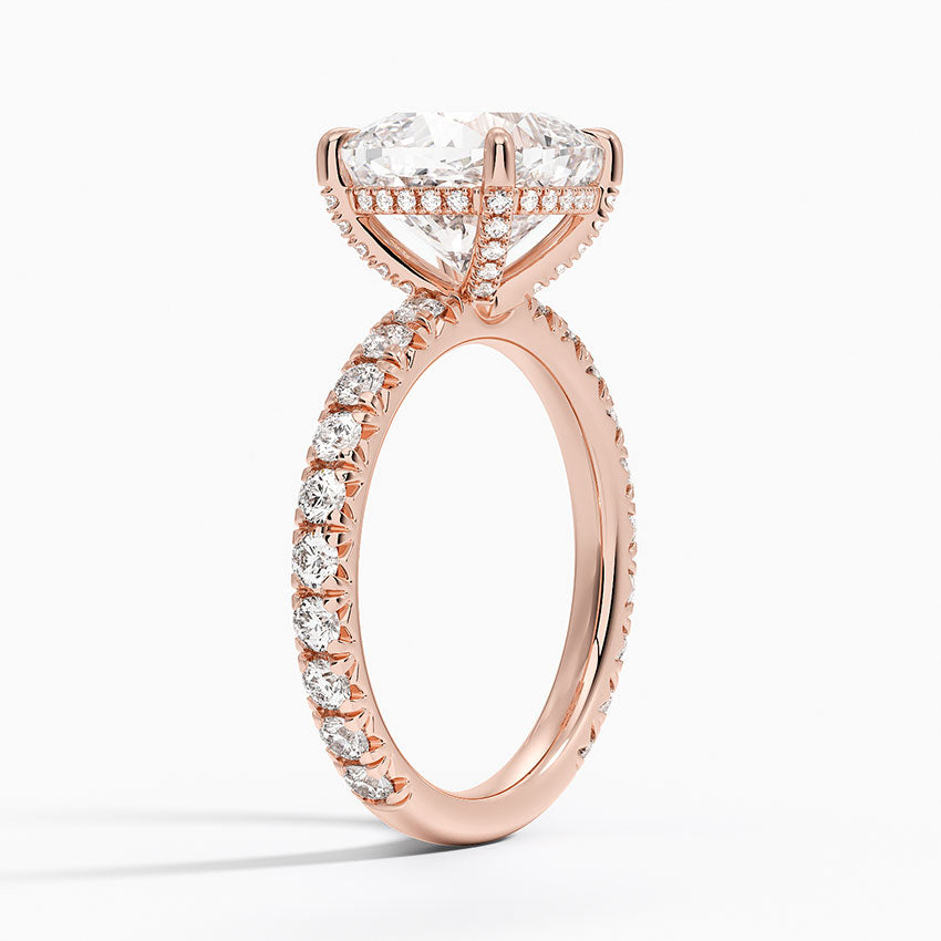 3.75 Karat Cushion Kesim Hidden Halo Tasarım Tektaş Laboratuvar Pırlanta Yüzük 18K - Selora - Bold Diamonds