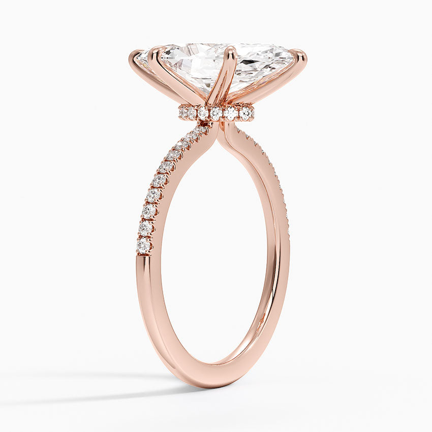 3.25 Karat Marquise Kesim Hidden Halo Tasarım Tektaş Laboratuvar Pırlanta Yüzük - Filora - Bold Diamonds