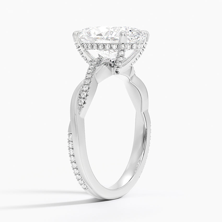 3.25 Karat Oval Kesim Hidden Halo Tasarım Tektaş Laboratuvar Pırlanta Yüzük - Riga