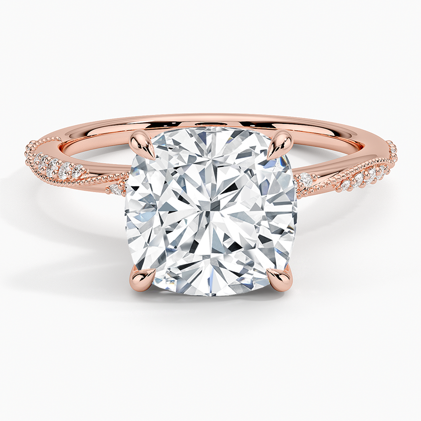 3.25 Karat Cushion Kesim Hidden Halo Tasarım Tektaş Laboratuvar Pırlanta Yüzük 18K - Melora - Bold Diamonds