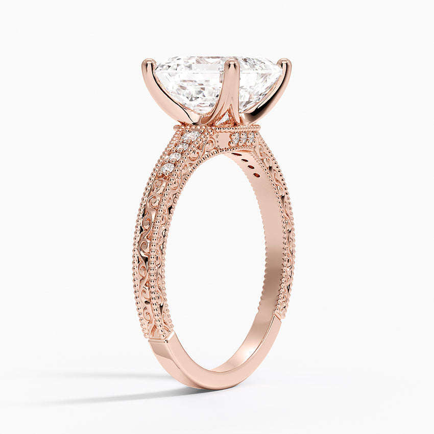 3.15 Asscher Kesim Hidden Halo Tasarım Tektaş Laboratuvar Pırlanta Yüzük 18K - Silora