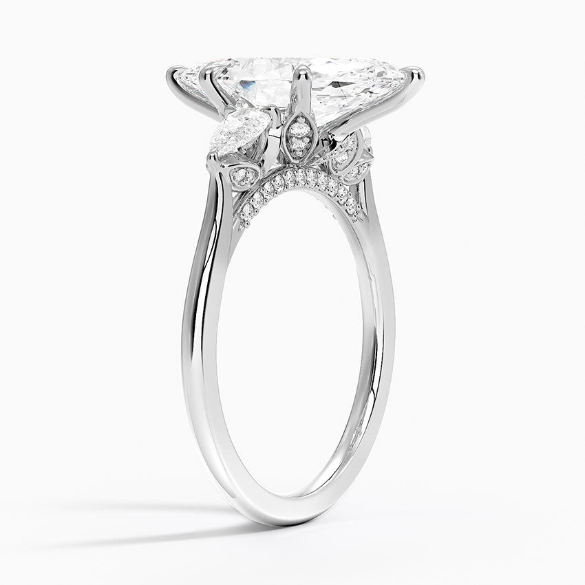 3.75 Karat Marquise Kesim Hidden Halo Tasarım Tektaş Laboratuvar Pırlanta Yüzük - Verona
