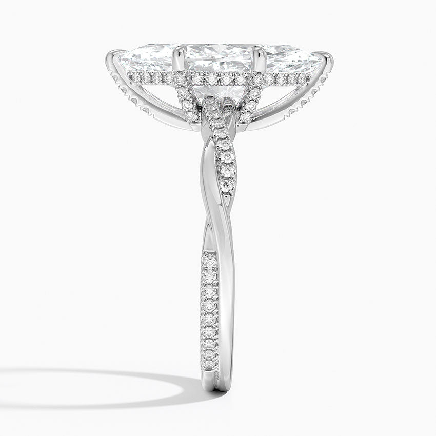 3.25 Karat Marquise Kesim Hidden Halo Tasarım Tektaş Laboratuvar Pırlanta Yüzük - Riga