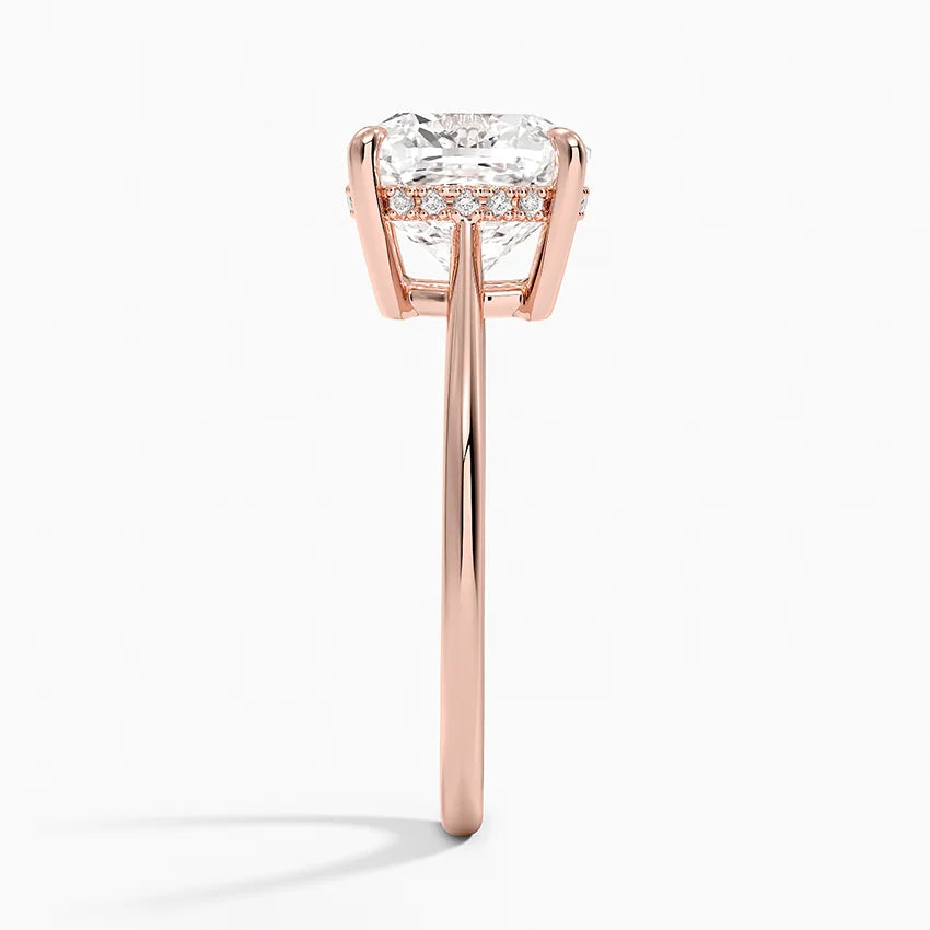 3.10 Cushion Kesim Hidden Halo Tasarım Tektaş Laboratuvar Pırlanta Yüzük - Tilora